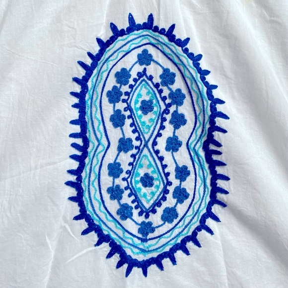 Debbie Katz Soraya Cotton Tunic Swim Cover Up | Blue and White | Size: XS - Picture 3 of 5